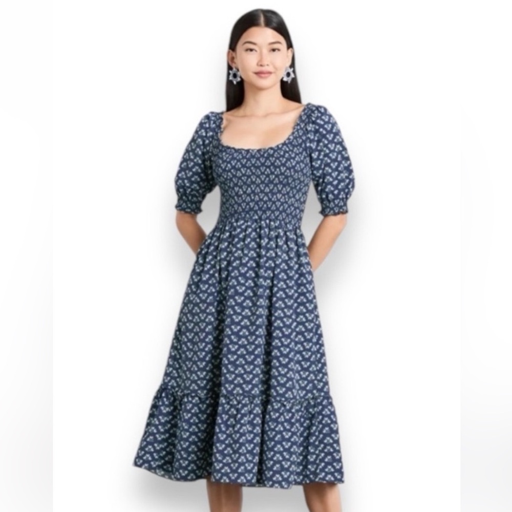 NWT Hill House Louisa Dress in Navy Floral Crepe